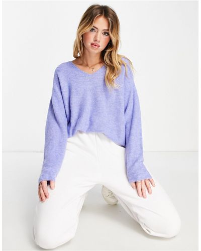 Vero Moda Pull léger à col en v - lilas - Violet