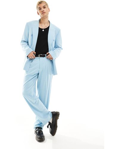 Viggo Zidan - pantaloni da abito celeste chiaro con stampa - Blu