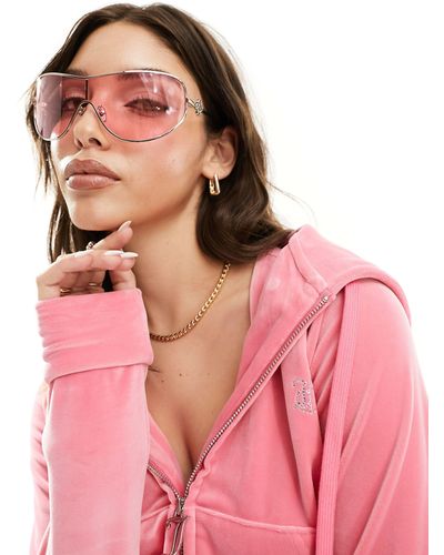 Quay Quay x guizio - balance shield - occhiali da sole argentati con lenti rosa
