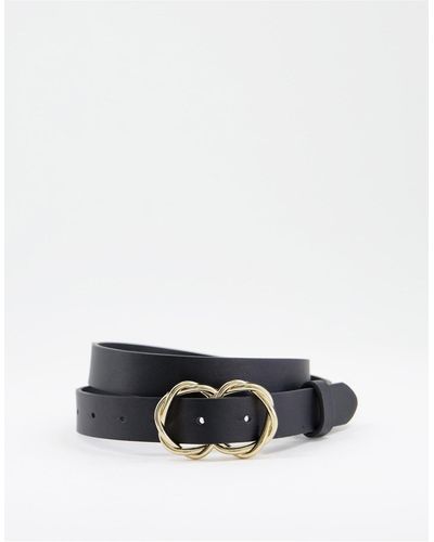 Pieces Twisted Double Circle Belt - Black