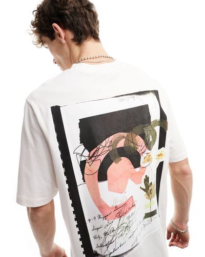 Collusion T-shirt color pietra con stampa grafica a fiori effetto collage sul retro - Grigio