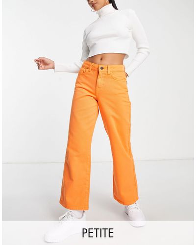 Noisy May Jeans a vita medio alta con fondo ampio vibrante - Arancione