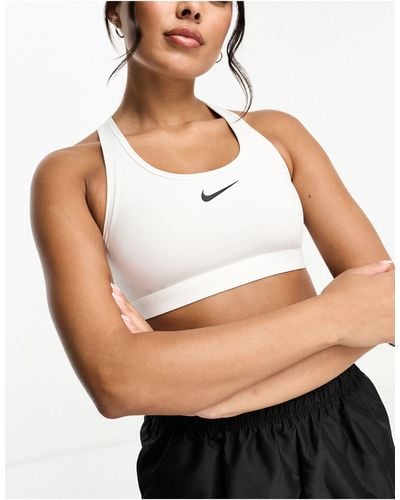 Nike Swoosh Medium Support Sports Bra - White