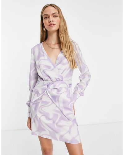 River Island Wrap Detail Mini Dress - Purple