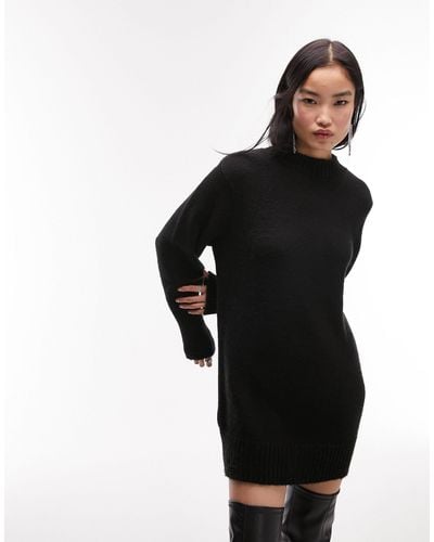 TOPSHOP Knitted Crew Neck Dress - Black