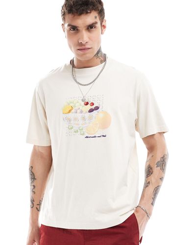 Abercrombie & Fitch Fruit And Floral Print Oversized Fit T-shirt - White