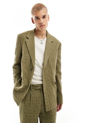 Viggo Malacia Checked Suit Jacket - Green