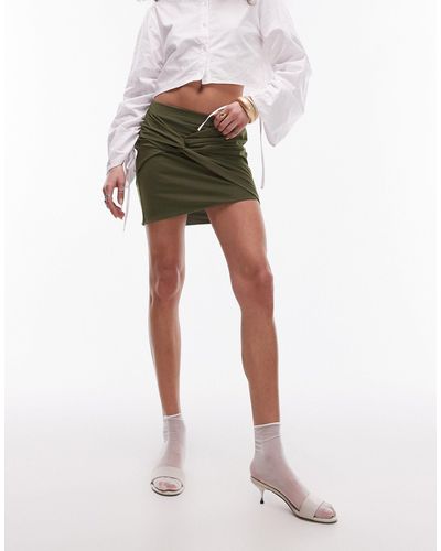 TOPSHOP Mini-jupe avec nœud sur le devant - kaki - Vert
