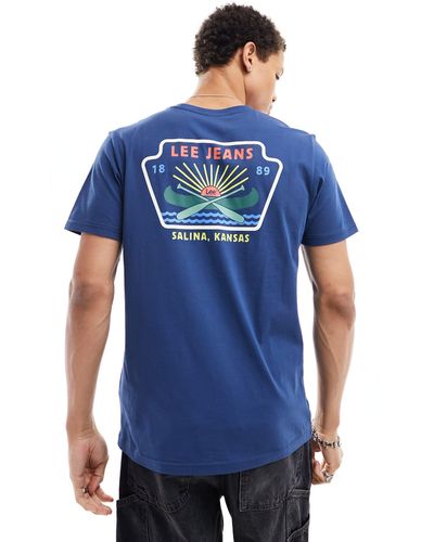 Lee Jeans Back Canoe Logo Print T-shirt - Blue