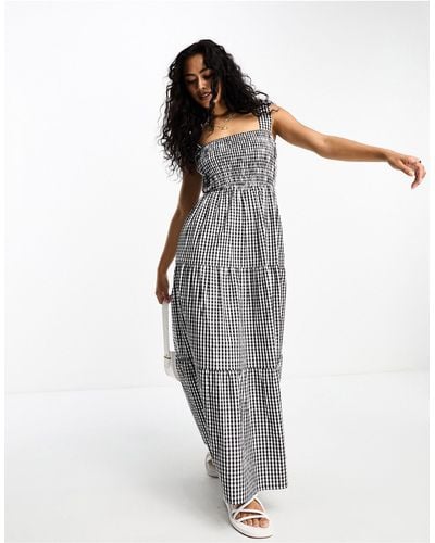 esmé studios Esmee Exclusive Shirred Waist Maxi Summer Dress - Gray