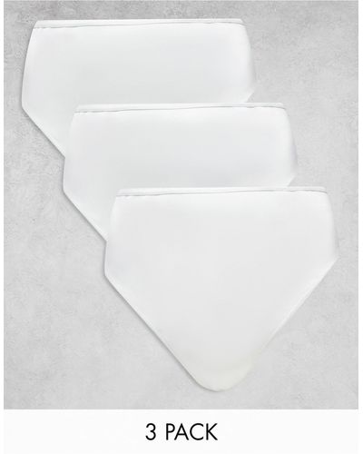 ASOS Curve 3 Pack Microfibre High Waist Thong - White