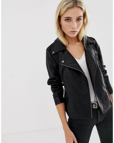 Noisy May Leather Look Jacket - Black