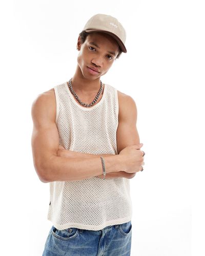 Obey Open Stitch Knitted Vest - White