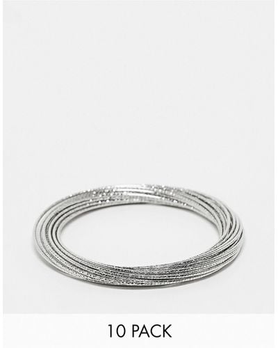 ASOS Bangle Bracelets With Multi Fine Wire Design - White
