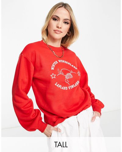 Threadbare Tall – weihnachts-sweatshirt - Rot