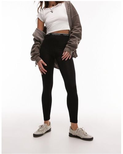 TOPSHOP Branded Elasticized leggings - Black