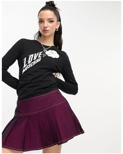 Love Moschino Top en jersey à logo nuage - noir - Violet