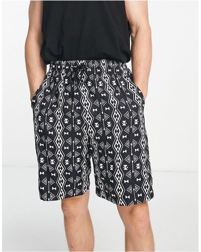 Liquor N Poker Pantalones cortos s retro con diseño estampado - Negro