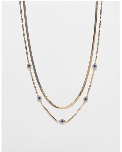 ALDO Flat Chain And Delicate Chain Eye Charm Necklace Multipack - White