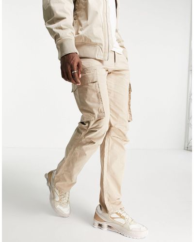 TOPMAN Straight Cargo Trousers - Natural
