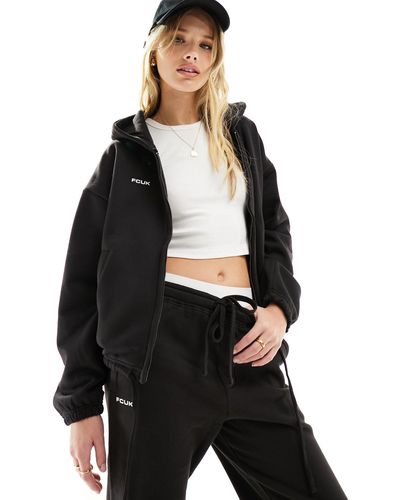 French Connection Fcuk Boxy Zip Front Hoodie Co-ord - Black