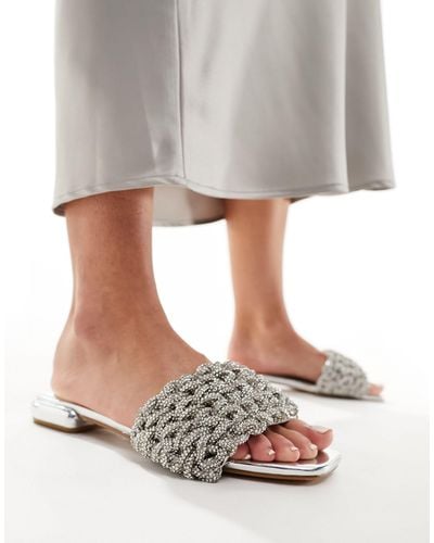 SIMMI Simmi London Pariis Super Embellished Slip On Mule Sandals - Grey
