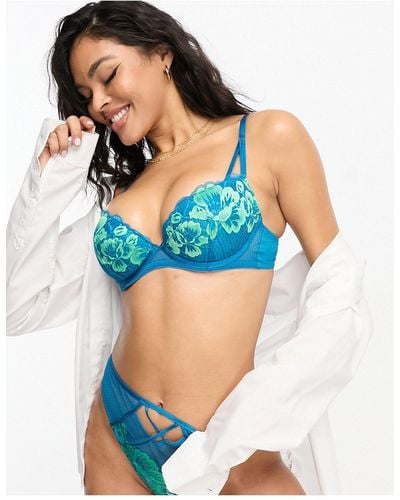 Ann Summers Ambitious embroidered lingerie set in blue