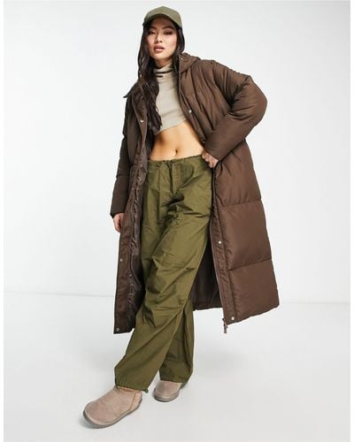 Threadbare Jodie Maxi Puffer Coat With Hood - Green