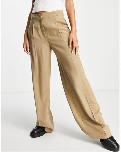 SELECTED Femme - pantaloni sartoriali a fondo ampio color cuoio - Marrone