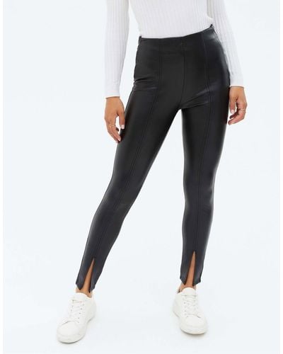 New Look Faux Leather Split Front legging - Black