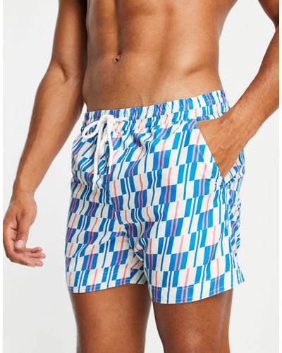 South Beach Pantaloncini da bagno con stampa geometrica - Blu