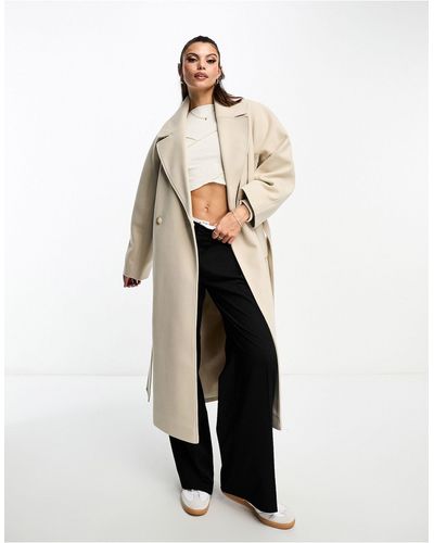 Miss Selfridge Belted Wrap Maxi Coat - White