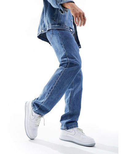 Weekday – klean – jeans mit geradem schnitt im 90er-stil - Blau