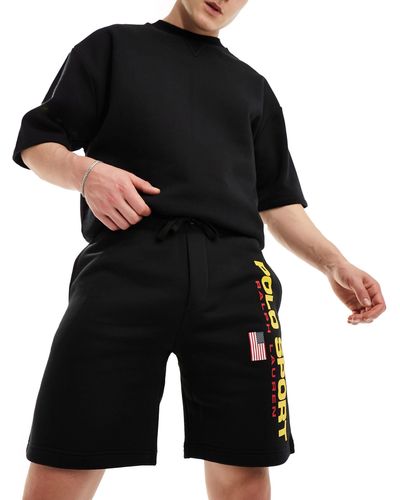 Polo Ralph Lauren Sport capsule - pantaloncini della tuta neri con logo sulla gamba - Nero