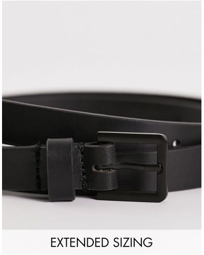 ASOS Real Leather Skinny Belt With Matte Buckle - Black