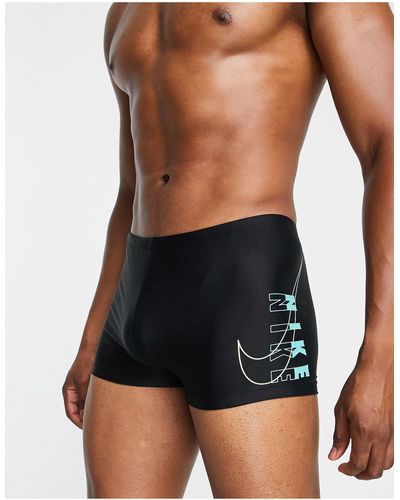 Nike Square Leg Tight Logo Swim Shorts - Black