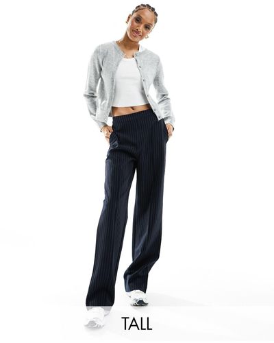 Pieces Wide Leg Tailored Trousers - Blue