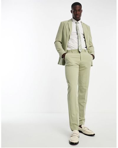 Only & Sons Pantaloni da abito slim color oliva polvere - Bianco