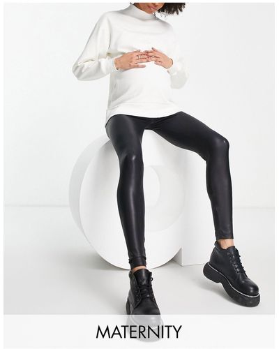 TOPSHOP Maternity - leggings en imitation cuir - Noir