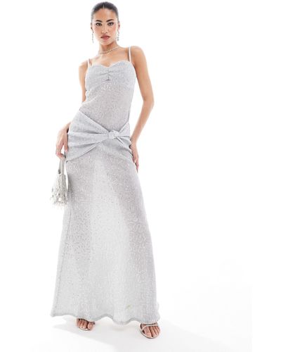 ASOS Cami Strappy Sequin Maxi Dress - White