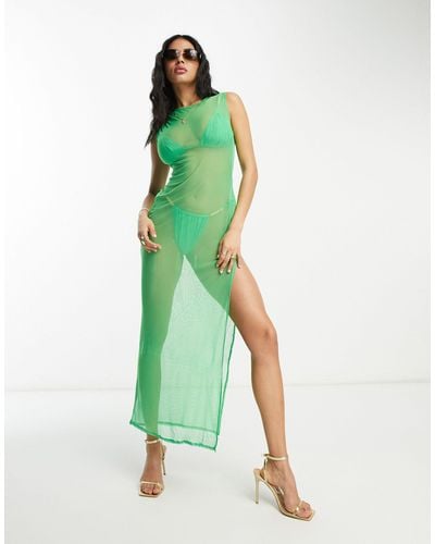 Public Desire X paris artiste - robe d'été longue en tulle pour la plage - vif - Vert