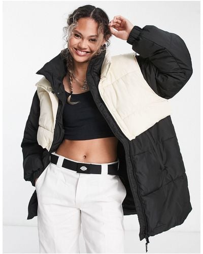 Sixth June Oversized Longline Puffer Jacket With Contrast Removable Gilet - Black