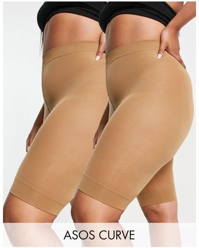 ASOS Asos Design Curve 2 Pack Anti-chafing Shorts - Natural