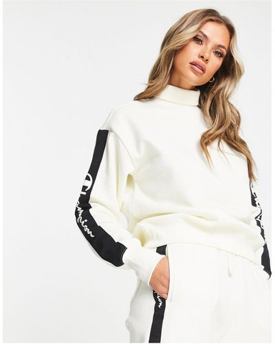 Champion Funnel Neck With Taping Sweatshirt - White