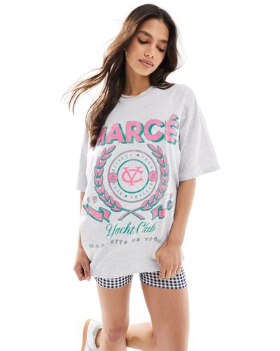 ASOS Oversized T-shirt With Marche Yacht Club Graphic - Blue