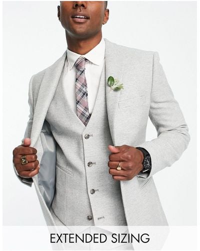 ASOS Wedding Super Skinny Wool Mix Twill Suit Jacket in Grey for Men