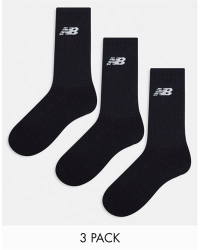 New Balance Logo Crew Socks 3 Pack - Black