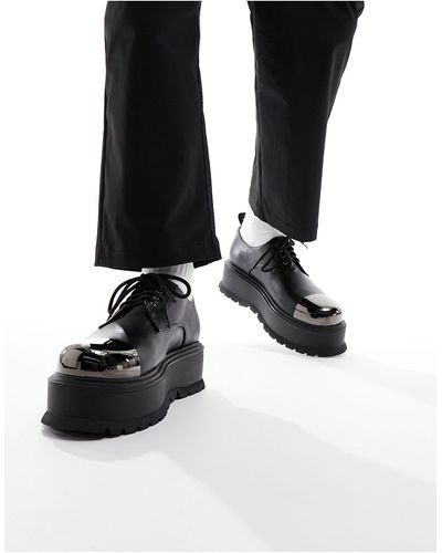 Koi Footwear Koi Platform Laceup Shoes With Metal Toe Cap - Black