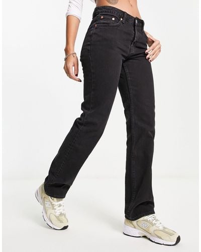 Weekday Pin - Jeans Met Rechte Pijpen En Halfhoge Taille - Zwart