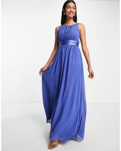 Little Mistress Bridesmaid Chiffon Maxi Dress - Blue